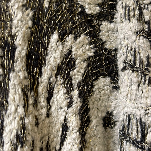 Metallic Black, White w/Gold Long Sleeve Cardigan Sweater M - Picture 11 of 12